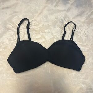 aerie Black Seamless T-Shirt Bra with Adjustable Straps